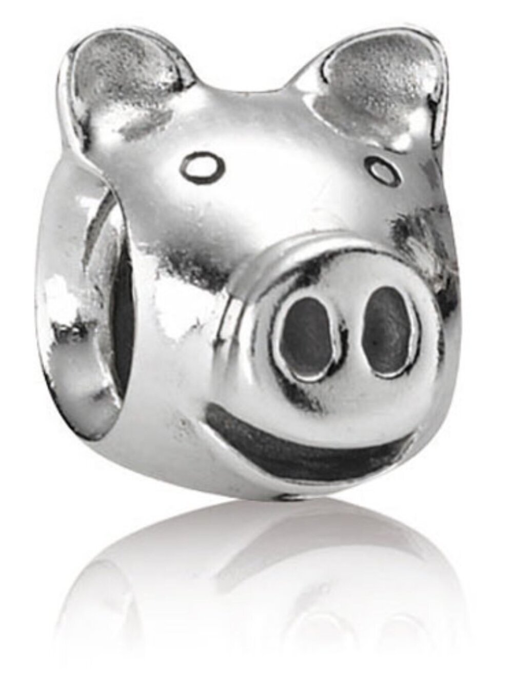 PANDORA Pig Charm Authentic Sterling Silver Animal Farm Smart Social Smiling
